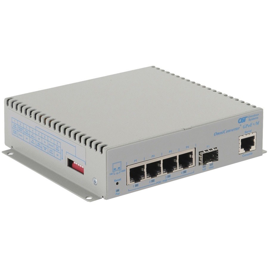 Omnitron Systems OmniConverter Managed Gigabit PoE+, SFP, RJ-45, Ethernet Fiber Switch