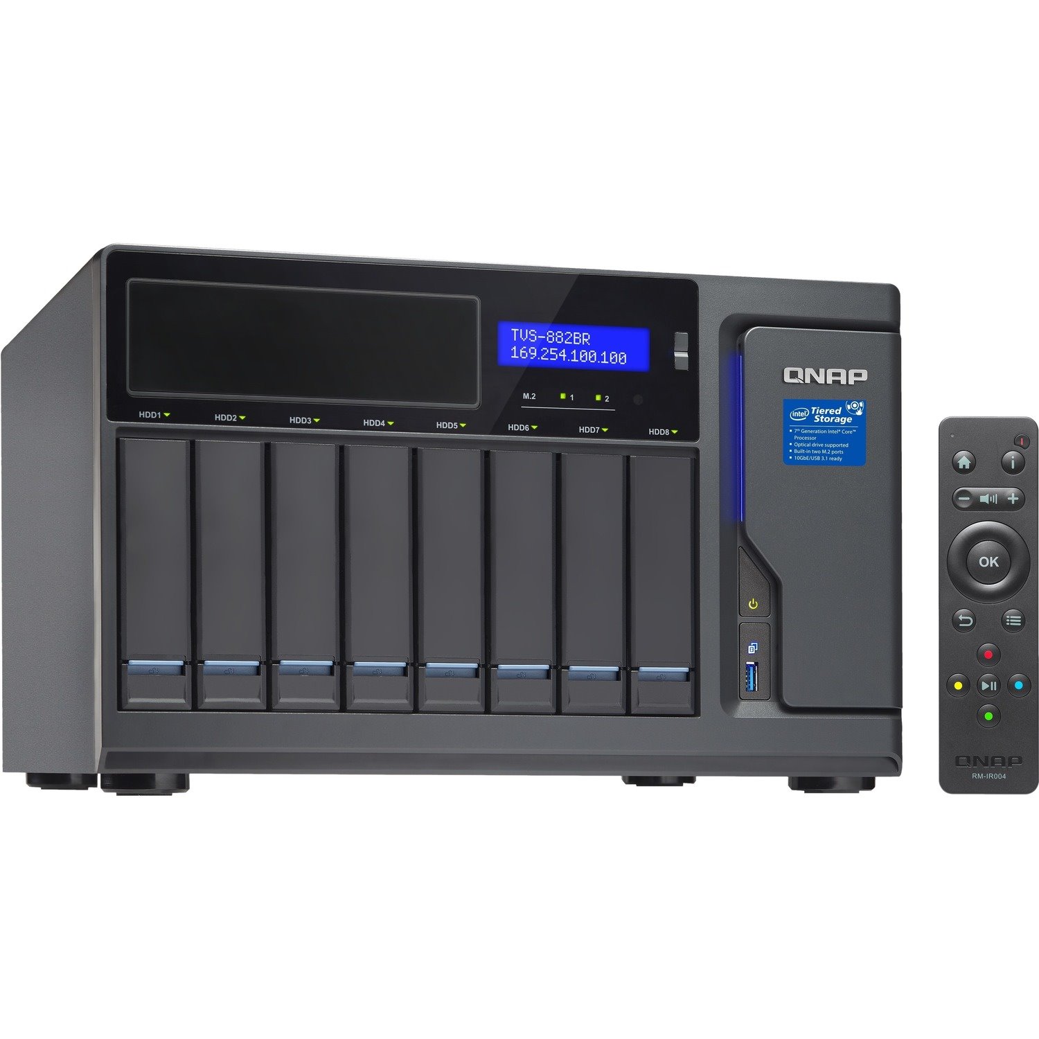 QNAP Turbo vNAS TVS-882BR 8 x Total Bays SAN/NAS Storage System - 512 MB Flash Memory Capacity - Intel Core i7 i7-7700 Quad-core (4 Core) 3.60 GHz - 32 GB RAM - DDR4 SDRAM Desktop