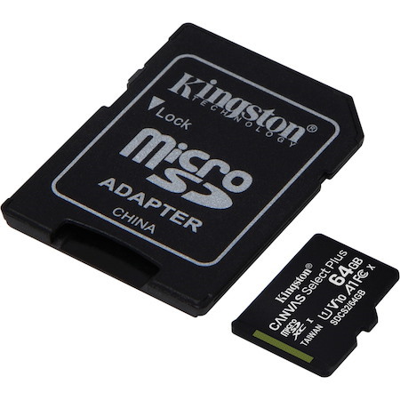 Kingston Canvas Select Plus 64 GB Class 10/UHS-I (U1) V10 microSDXC - 1 Pack