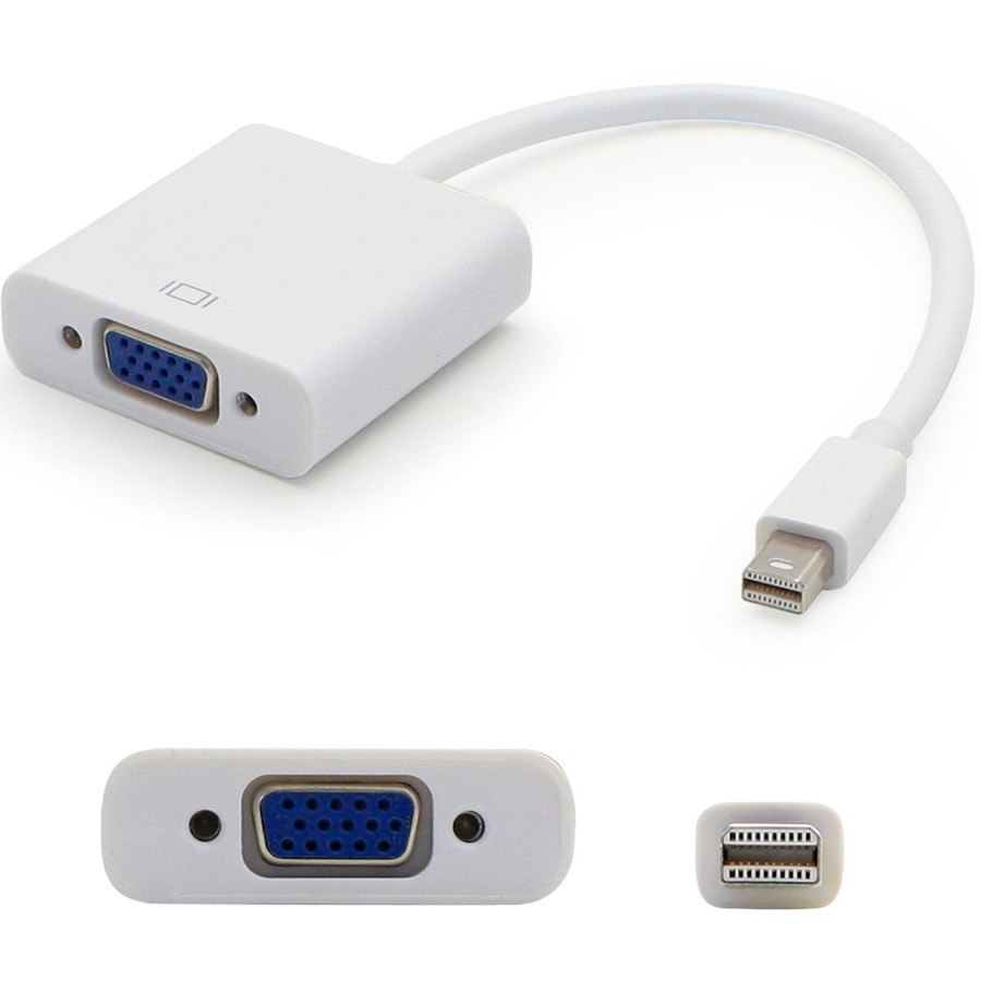 5PK Mini-DisplayPort 1.1 Male to VGA Female White Adapters Which Supports Intel Thunderbolt For Resolution Up to 1920x1200 (WUXGA)