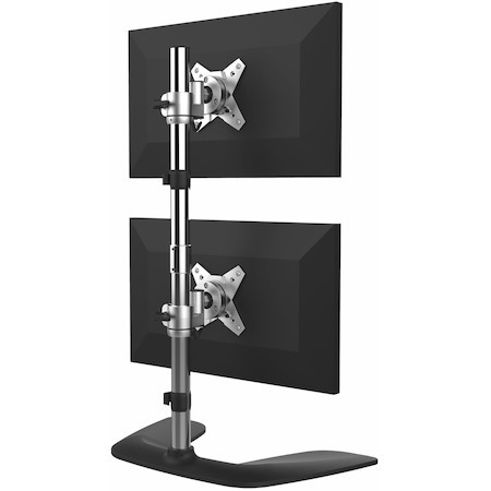 StarTech.com Vertical Dual Monitor Stand, Free Standing Height Adjustable Stacked Monitor Stand up to 27" (17.6lb/8kg) VESA Mount Displays