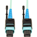 Eaton Tripp Lite Series 100G MTP/MPO Multimode OM3 Plenum-Rated Fiber Optic Cable (CXP), 24 Fiber, 100GBASE-SR10, Push/Pull Tabs, Aqua, 1 m