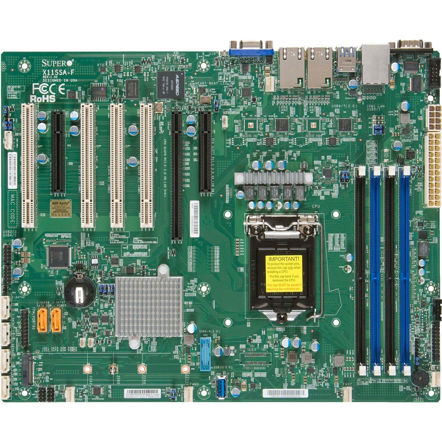 Supermicro X11SSA-F Desktop Motherboard - Intel C236 Chipset - Socket H4 LGA-1151 - ATX