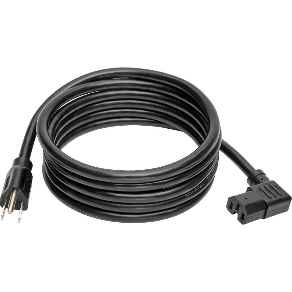 Eaton Tripp Lite Series Power Cord, NEMA 5-15P to Right-Angle C15 - Heavy-Duty, 15A, 125V, 14 AWG, 8 ft. (2.43 m), Black