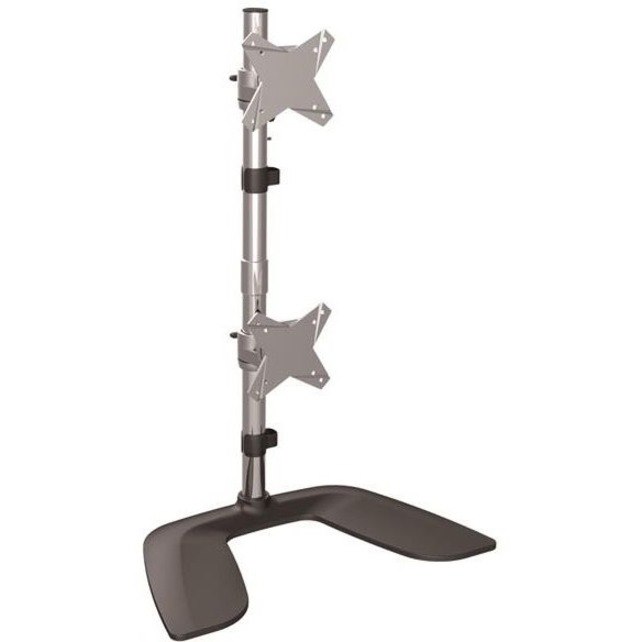 StarTech.com Vertical Dual Monitor Stand, Free Standing Height Adjustable Stacked Monitor Stand up to 27" (17.6lb/8kg) VESA Mount Displays