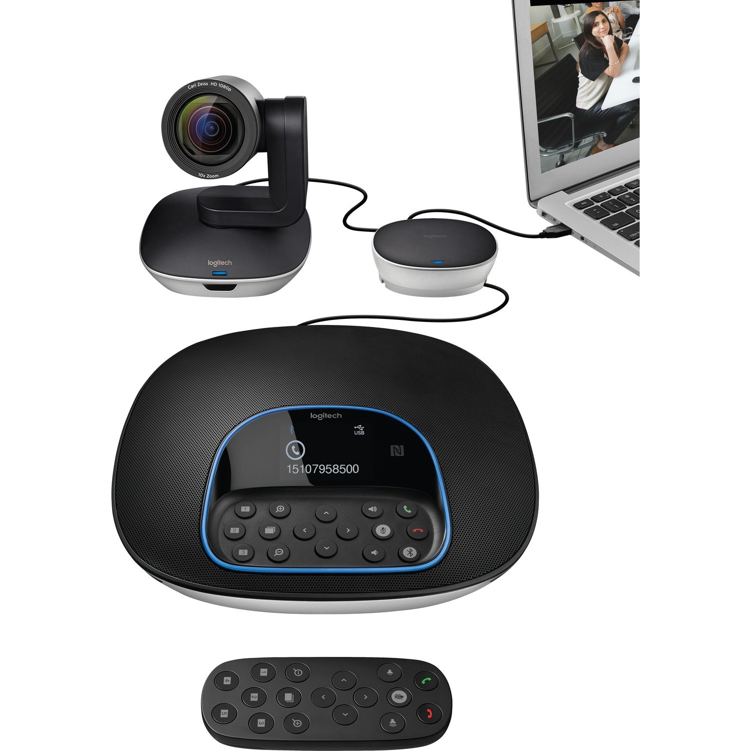 Logitech CC3500e Conference Cam GROUP FHD Video Conferencing System for mid to large-sized meeting rooms. [