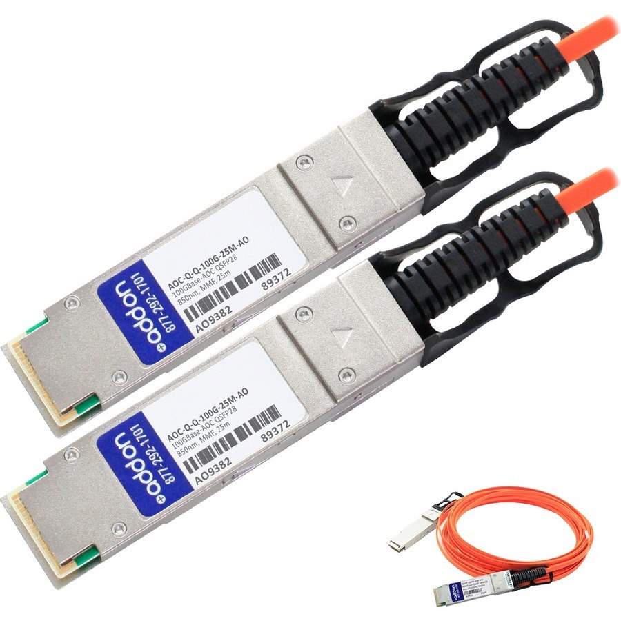 AddOn Arista Networks AOC-Q-Q-100G-25M Compatible TAA Compliant 100GBase-AOC QSFP28 to QSFP28 Direct Attach Cable (850nm, MMF, 25m)