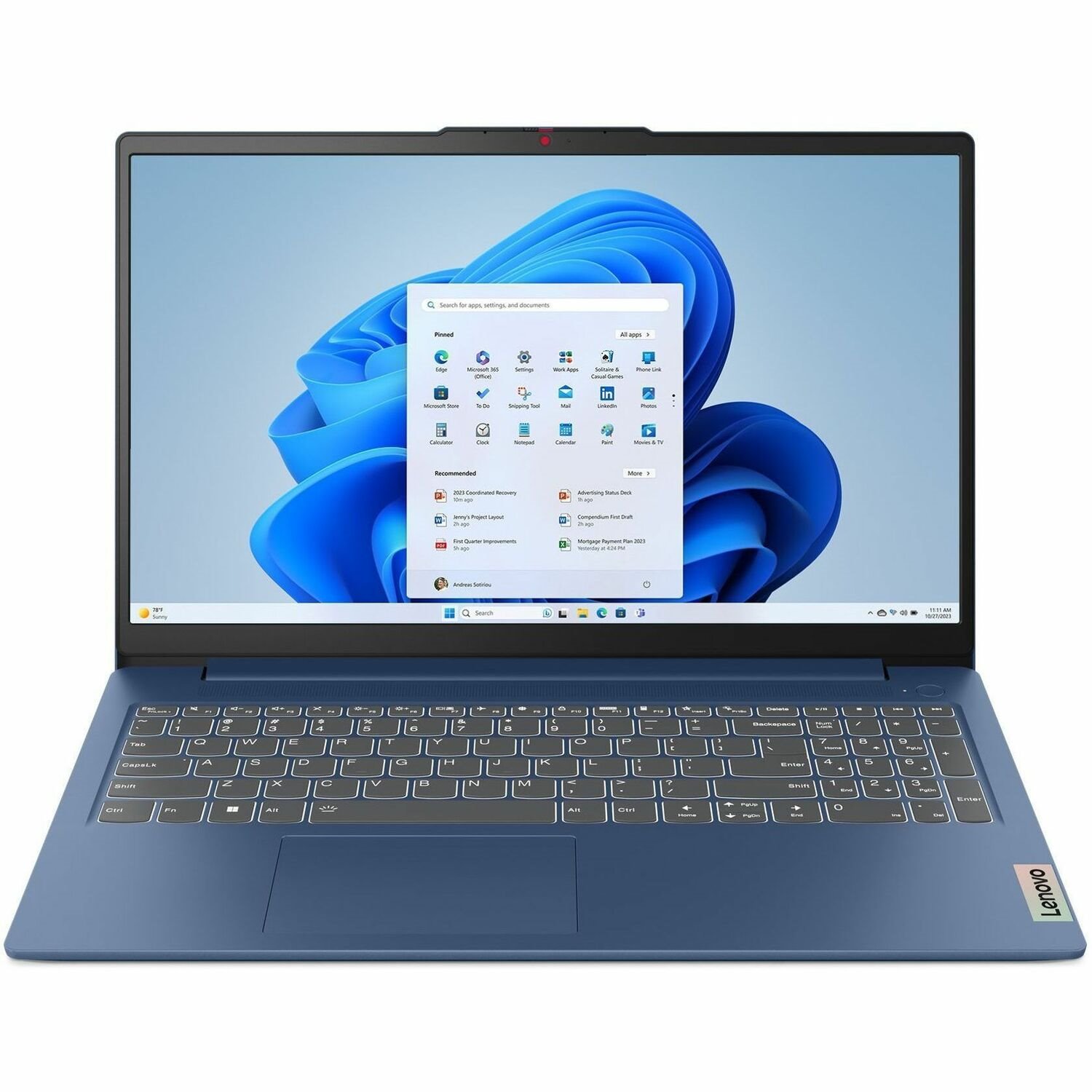 Lenovo IdeaPad Slim 3 15IRU9 83E60008US 15.6" Notebook - Full HD - Intel Core 3 100U - 8 GB - 256 GB SSD - English (US) Keyboard - Abyss Blue