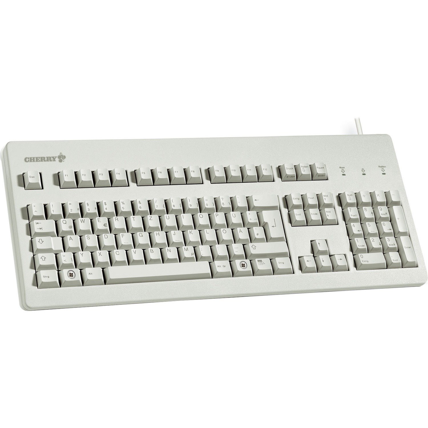 CHERRY G80-3000 Keyboard - Cable Connectivity - USB Interface - English (US) - Light Grey