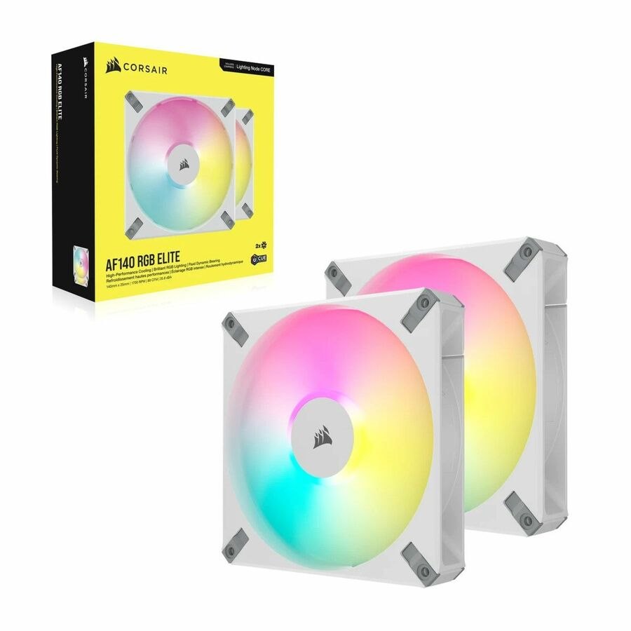 Corsair iCUE AF140 RGB ELITE 140mm PWM Dual Fan Kit - White - 2 Pack