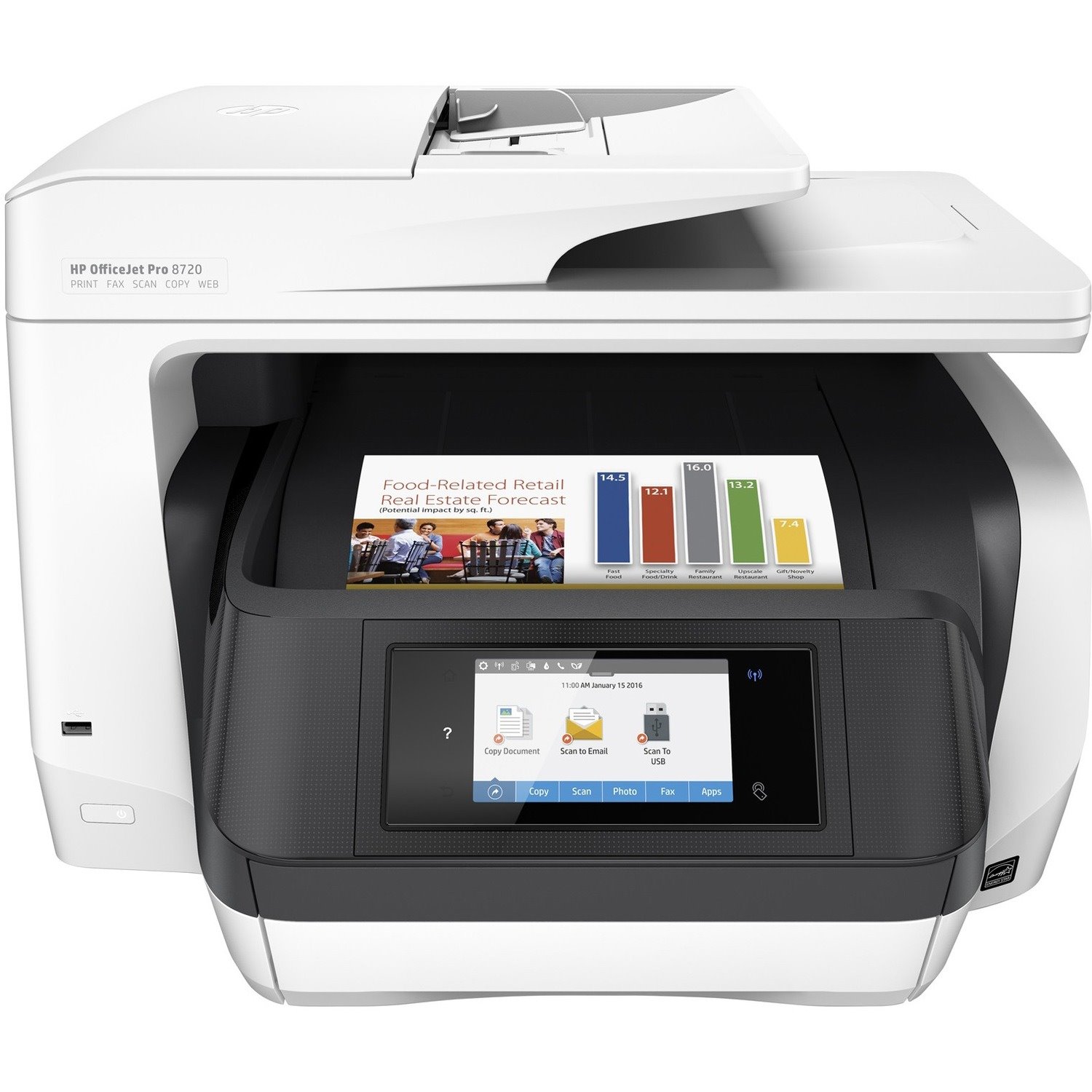 HP Officejet Pro 8720 Wireless Inkjet Multifunction Printer - Colour