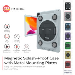 CTA Digital: Magnetic Splash-Proof Case with Metal Mounting Plates for iPad 7th & 8th Gen 10.2?, iPad Air 3 & iPad Pro 10.5?, White