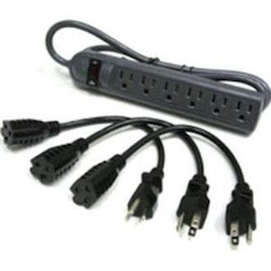 C2G 6-Outlet Surge Suppressor with (3) 1ft Outlet Saver Power Extension Cords