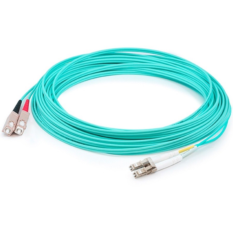AddOn 40m LC (Male) to SC (Male) Aqua OM3 Duplex Fiber OFNR (Riser-Rated) Patch Cable