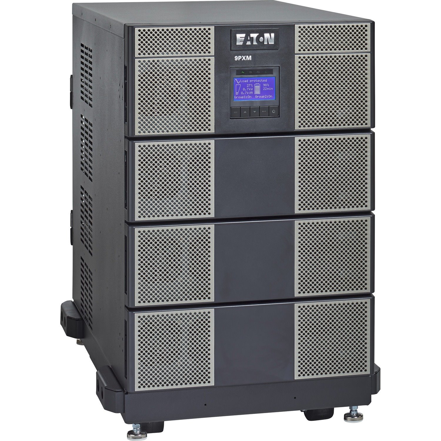 Eaton 9PXM UPS, 16kVA scaleable to 16kVA, Hardwired input, Receptacle Output, 208-240V, Rack/Tower, 14U