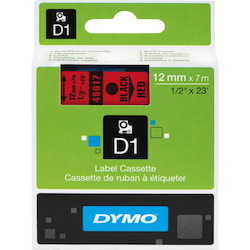 Dymo Black Print/ Red Tape, 1/2 X 23