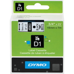 Dymo Black Print/ White Tape, 3/4 X 23