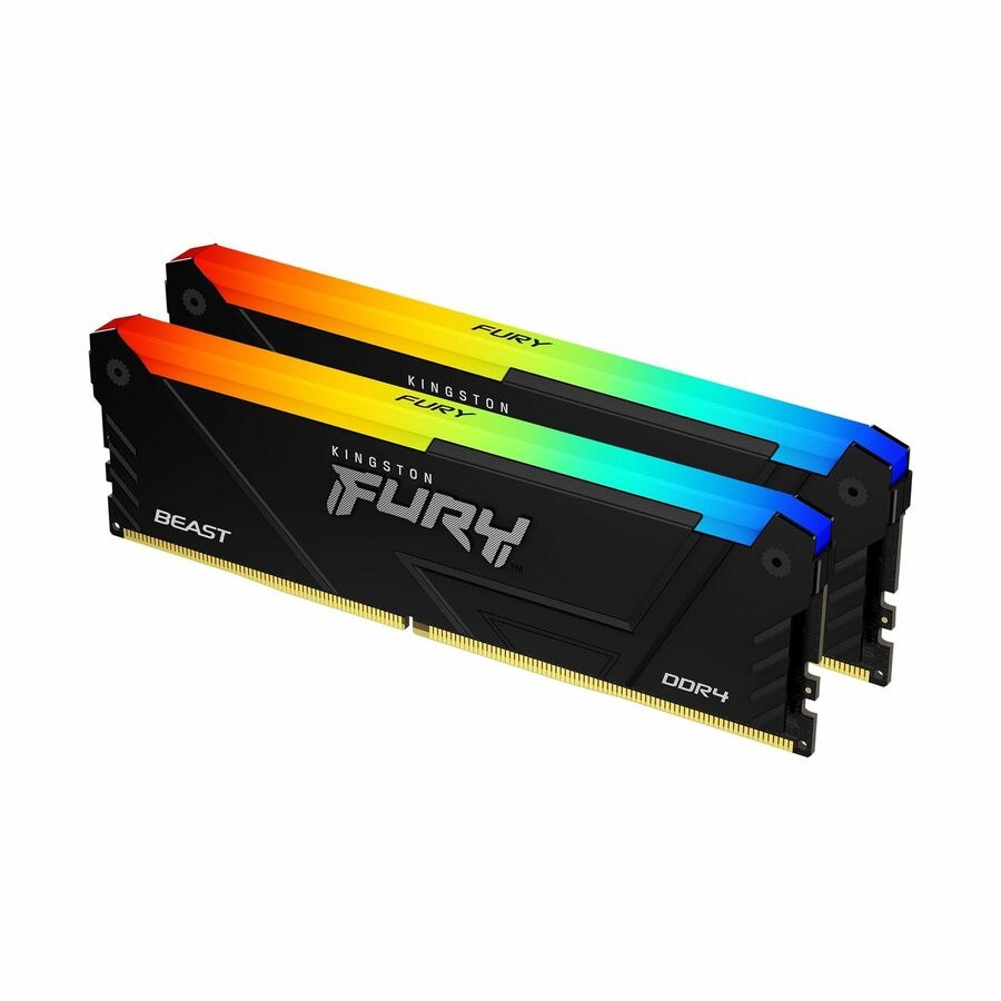 Kingston FURY Beast RAM Module - 16 GB (2 x 8GB) - RGB - DDR4-3600/PC4-28800 DDR4 SDRAM - 3600 MHz - CL17 - 1.35 V