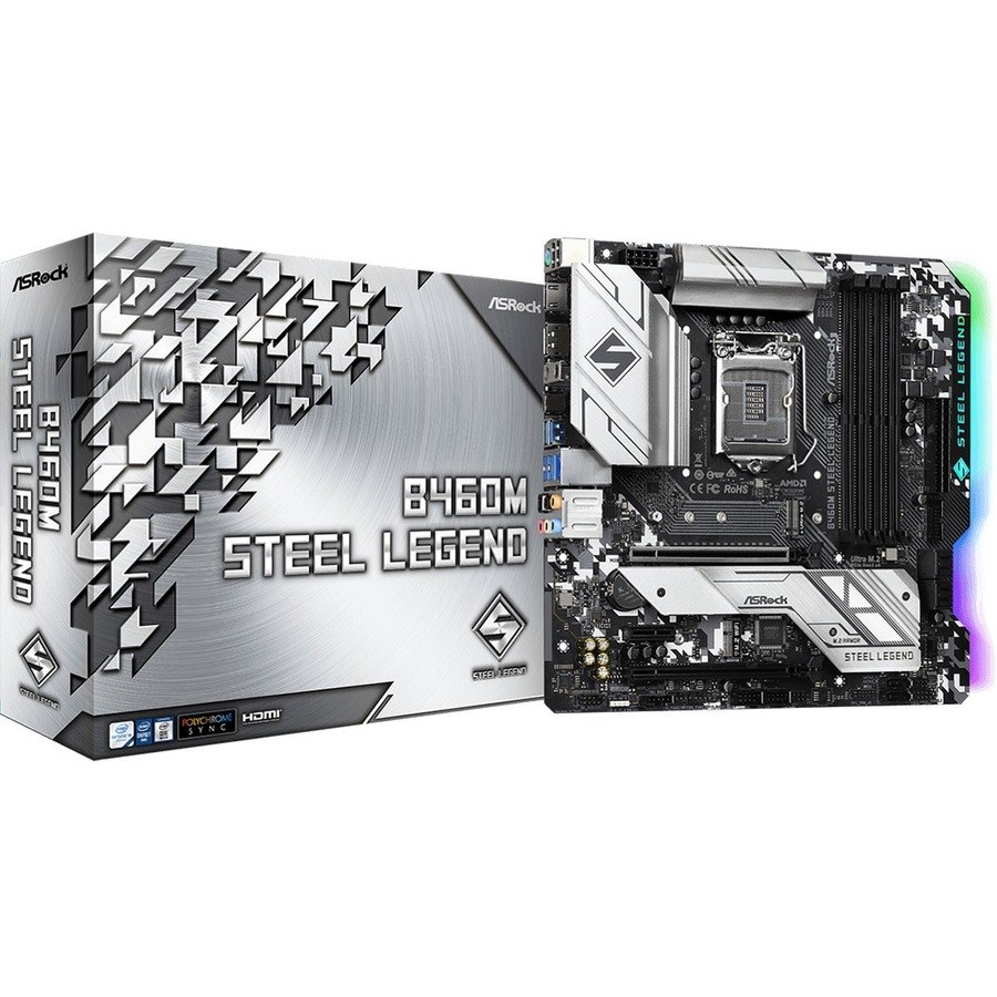 ASRock B460M Steel Legend Desktop Motherboard - Intel B460 Chipset - Socket LGA-1200 - Intel Optane Memory Ready - Micro ATX