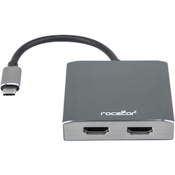 Rocstor Premium USB-C to Dual HDMI Multi Monitor Adapter - 4K 30Hz - USB Type- C 2-Port MST Hub - for Mac and Windows - 4Kx2K Resolutions up to 3840x2160 @ 30Hz - for MacBook Pro, Notebook/Desktop PC - USB-C to 2x HDMI Splitter - ALUMINUM DUAL HDMI ADAPTER 4K@30Hz MAC AND WINDOWS