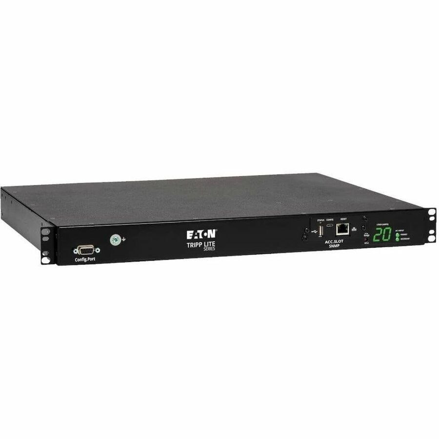 Eaton Tripp Lite Series 3.8kW Single-Phase Switched Automatic Transfer Switch PDU, Two 200-240V C20 Inlets, 8 C13 & 2 C19 Outputs, 1U, TAA