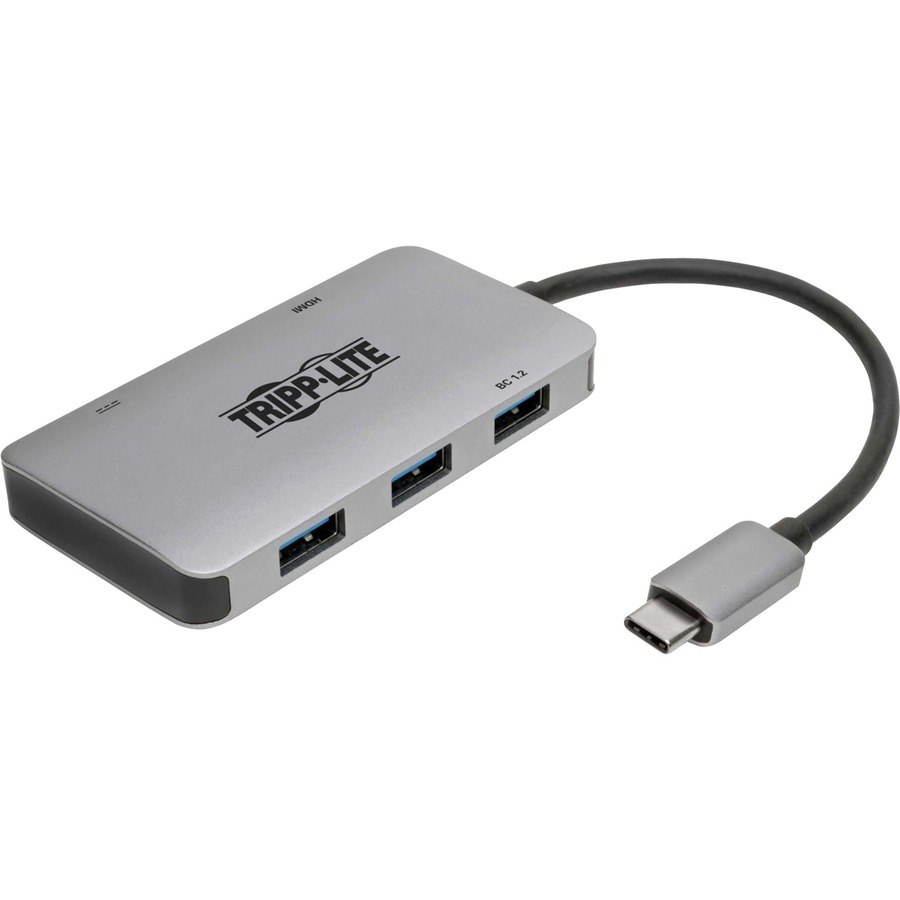 Eaton Tripp Lite Series USB-C Multiport Adapter, 4K HDMI, USB 3.x (5Gbps) Hub Ports, 100W PD Charging, HDCP, Gray