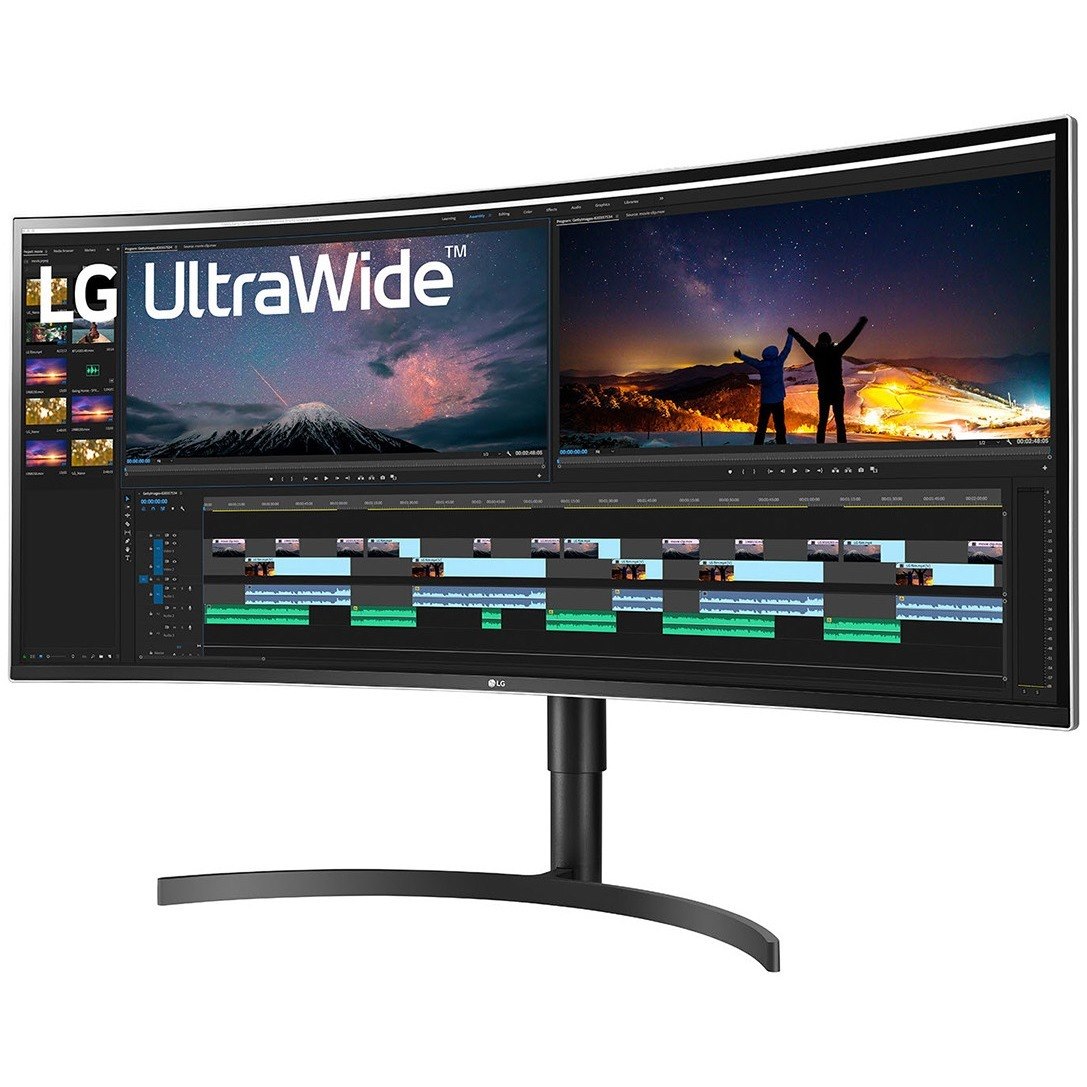LG Ultrawide 38BN75C-B 38" Class UW-QHD+ Curved Screen LCD Monitor - 21:9 - High Glossy Black, Silver Spray
