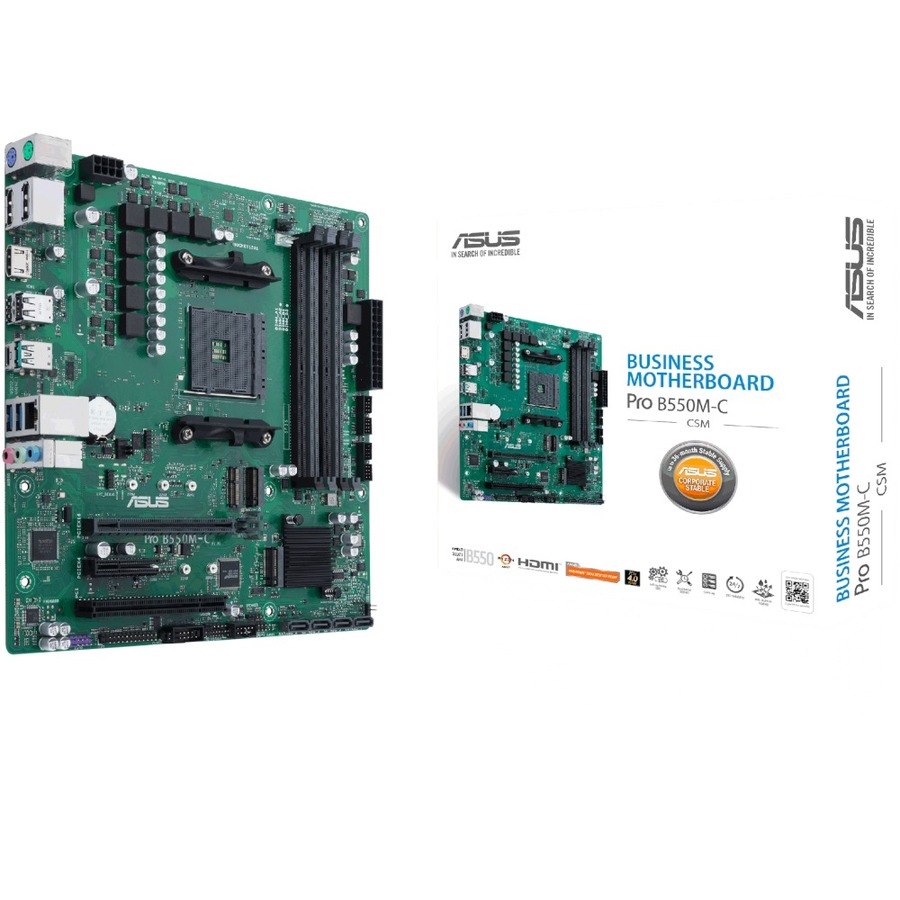 Asus PRO B550M-C/CSM Desktop Motherboard - AMD B550 Chipset - Socket AM4 - Micro ATX