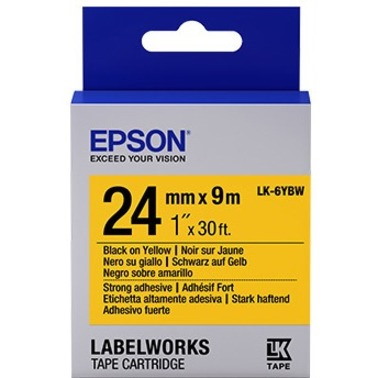 Epson LabelWorks Strong Adhesive LK Tape Cartridge ~1" Black on Yellow