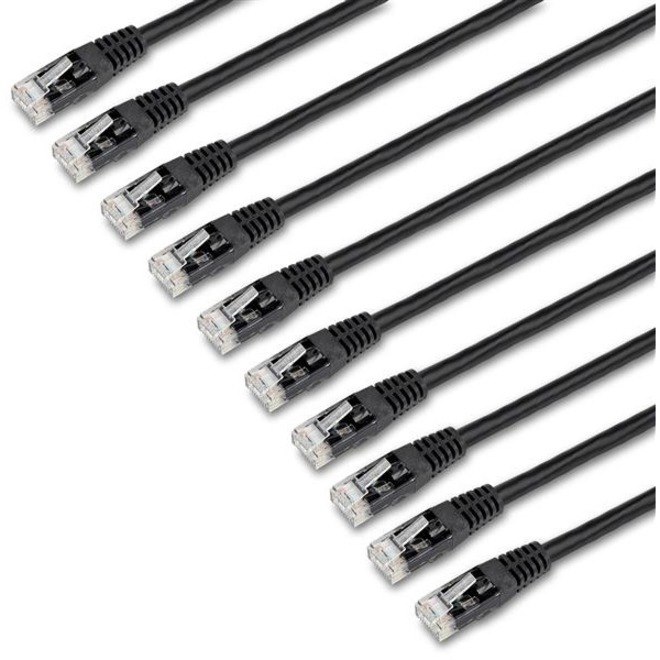 StarTech.com 6 ft. CAT6 Ethernet cable - 10 Pack - ETL Verified - Black CAT6 Patch Cord - Molded RJ45 Connectors - 24 AWG - UTP