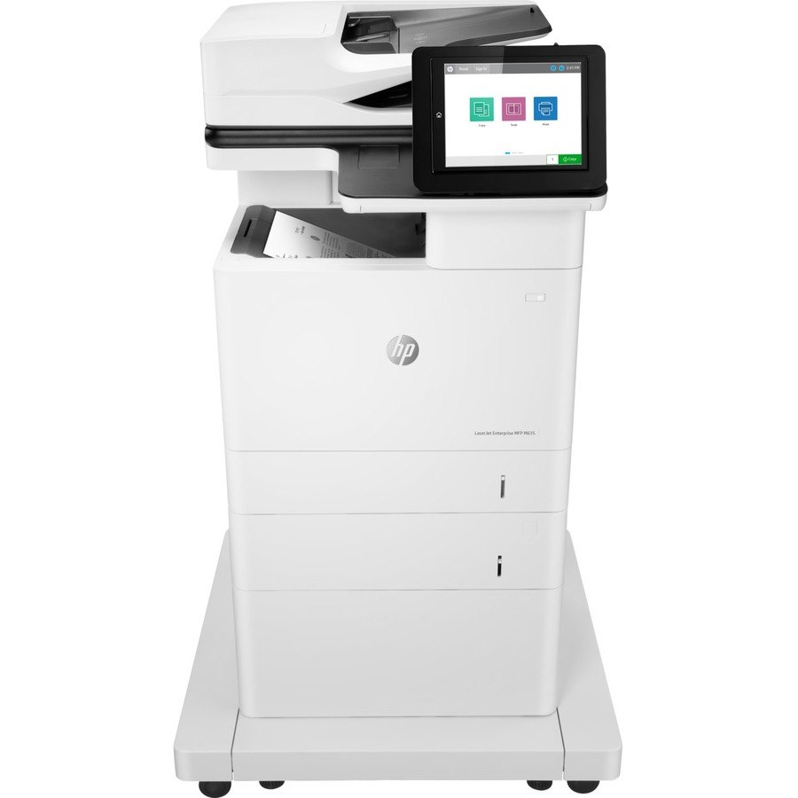 HP LaserJet M635 M635fht Laser Multifunction Printer-Monochrome-Copier/Fax/Scanner-65 ppm Mono Print-1200x1200 Print-Automatic Duplex Print-300000 Pages Monthly-1200 sheets Input-Color Scanner-600 Optical Scan-Monochrome Fax-Gigabit Ethernet