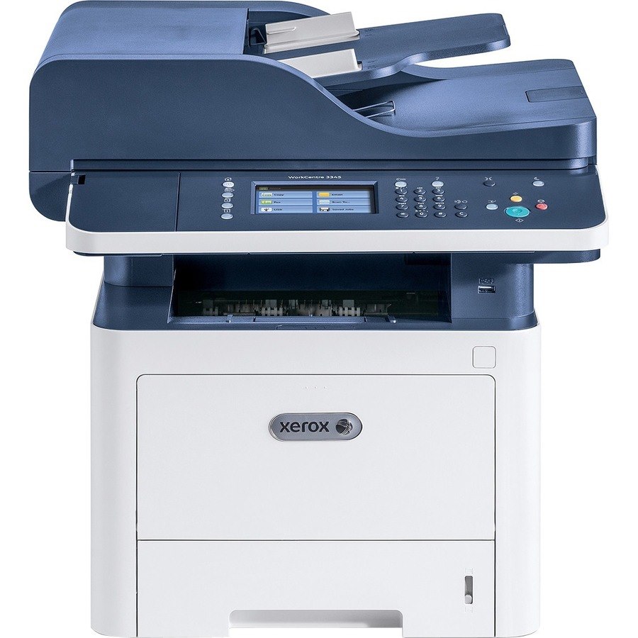 Xerox WorkCentre 3345/DNI Laser Multifunction Printer-Monochrome-Copier/Fax/Scanner-42 ppm Mono Print-1200x1200 dpi Print-Automatic Duplex Print-80000 Pages-300 sheets Input-600 dpi Optical Scan-Wireless LAN