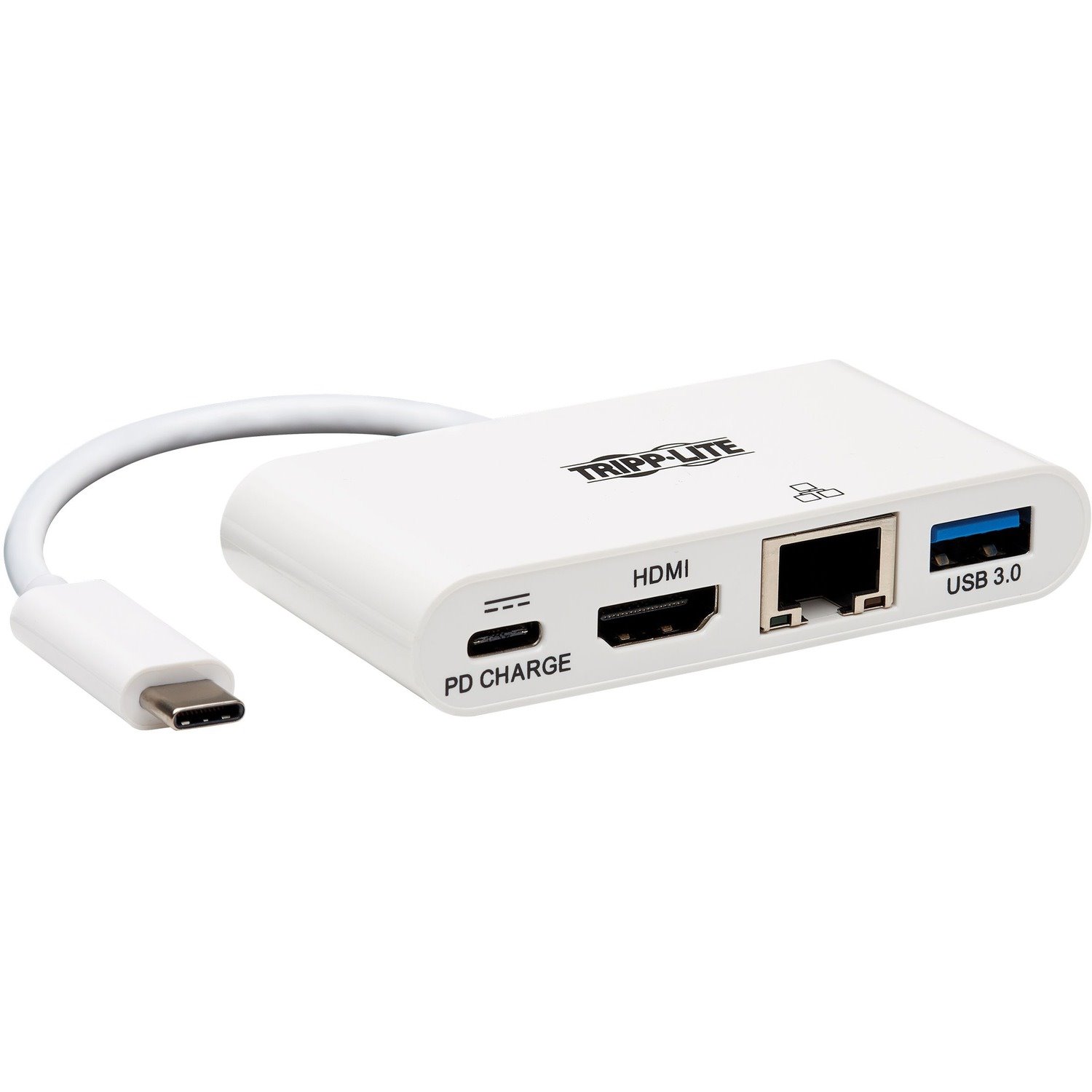 Eaton Tripp Lite Series USB-C Multiport Adapter - 4K HDMI, USB 3.x (5Gbps) Hub Port, GbE, 60W PD Charging, HDCP, White