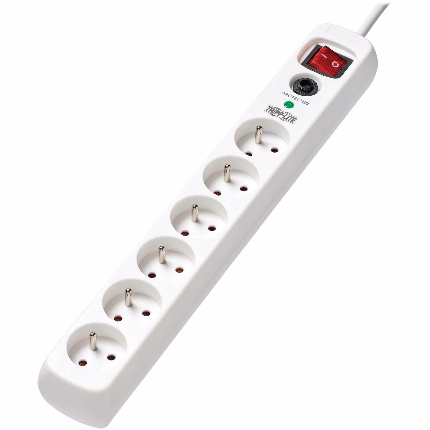 Tripp Lite by Eaton 6-Outlet Surge Protector - French Type E Outlets, 220-250V AC, 16A, 1.8 m Cord, Type E Plug, White