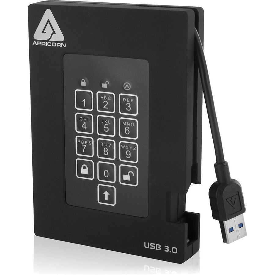 Apricorn Aegis Padlock Fortress 2 TB Portable Hard Drive - 2.5" External - Black