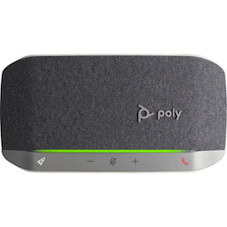 Poly Sync 20 Portable Speakerphone for Microsoft Teams, USB-C, Bluetooth for Smartphone, Microphone, Battery Black, Silver