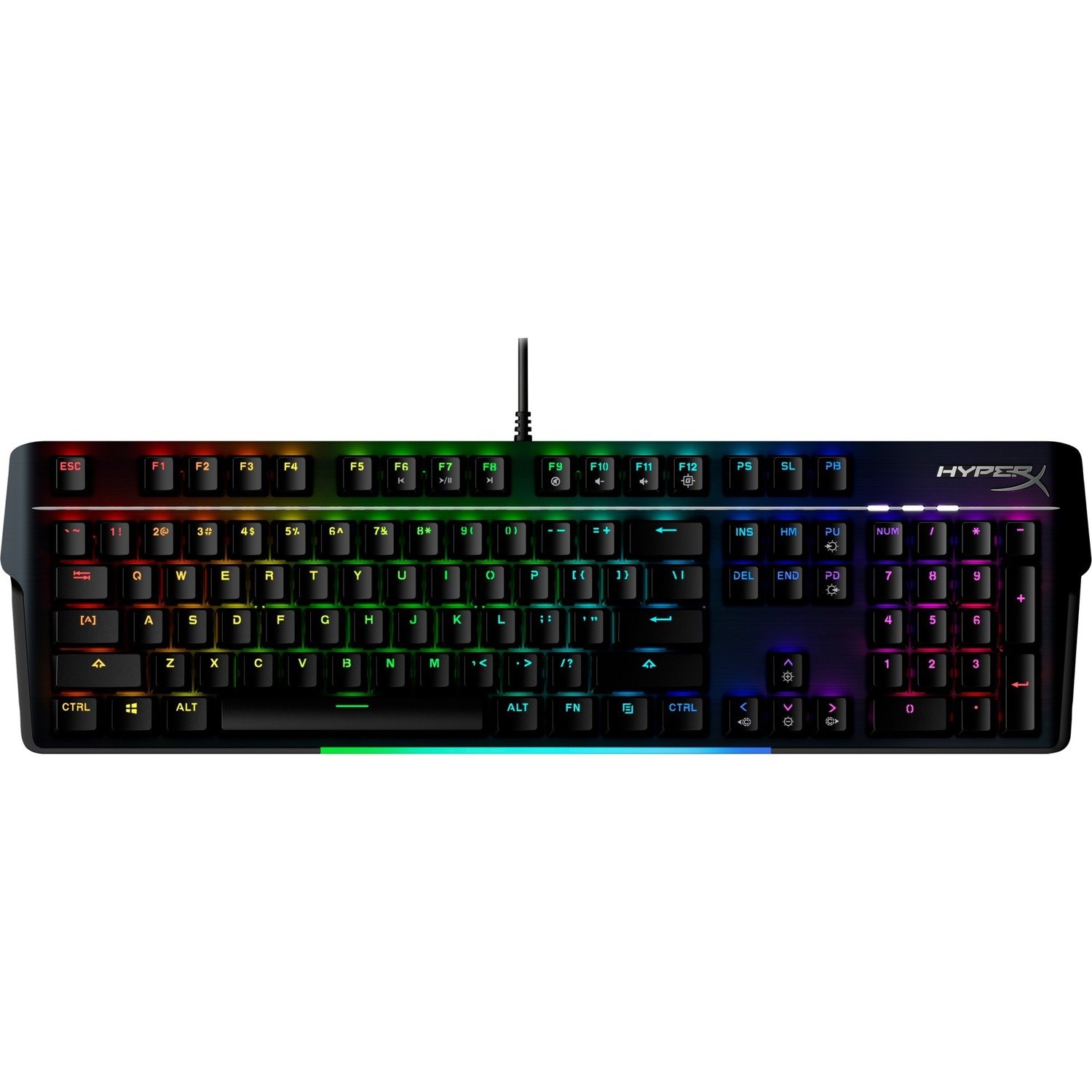 HP HyperX Alloy MKW100 Gaming Keyboard - Cable Connectivity - USB Interface - RGB LED - English (US) - QWERTY Layout - Black