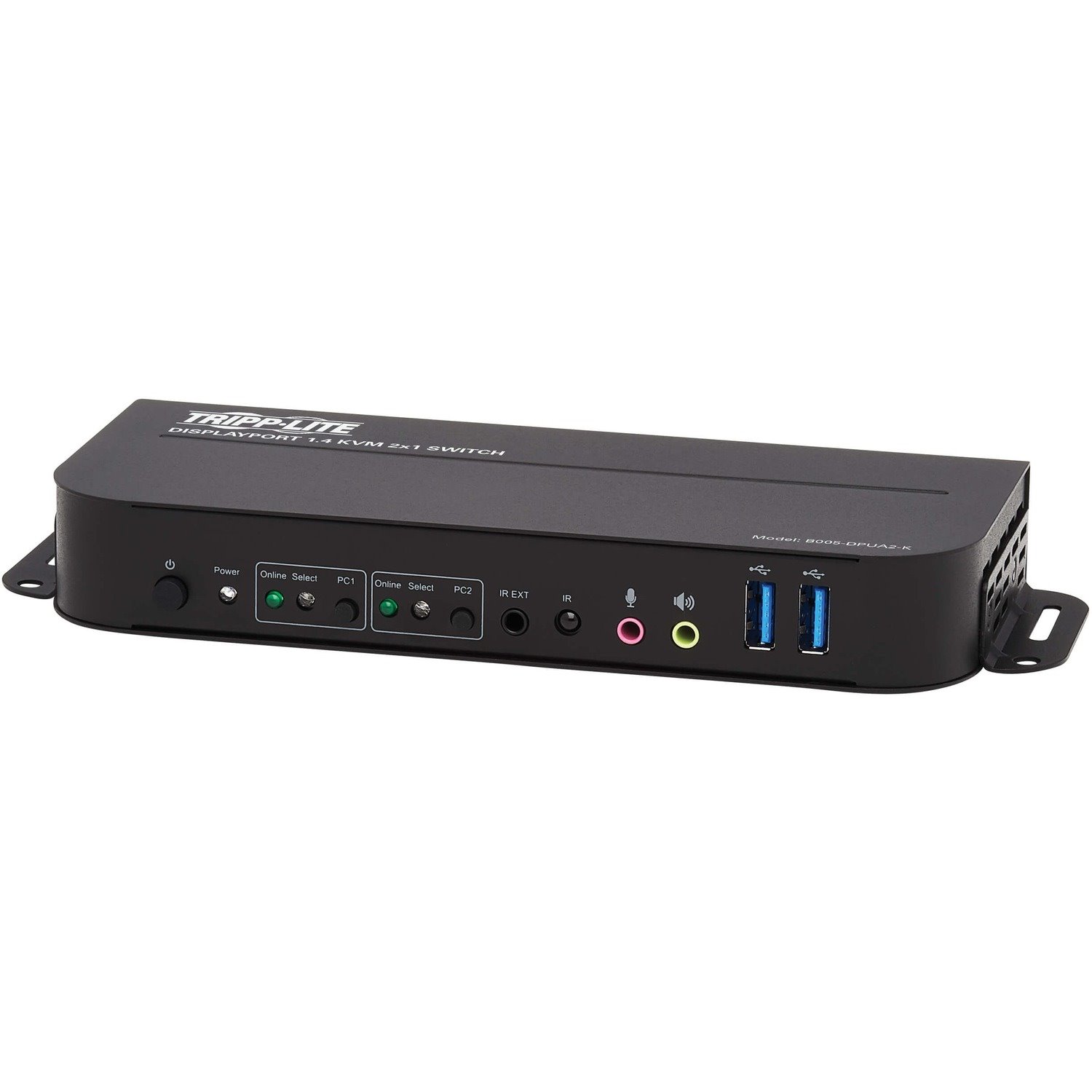 Eaton Tripp Lite Series 2-Port DisplayPort/USB KVM Switch - 4K 60 Hz, HDR, HDCP 2.2, IR, DP 1.4, USB Sharing, USB 3.0 Cables