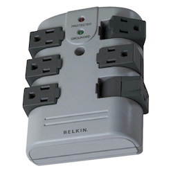 Belkin 6 Outlet Pivot Plug Surge Protector - Wall Mounted - 1080 Joules