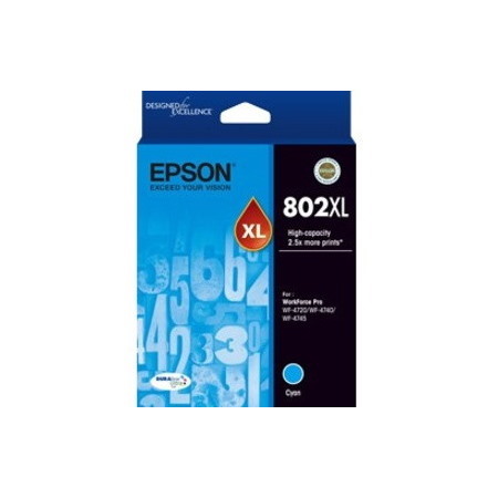 Epson DURABrite Ultra 802XL High Yield Inkjet Ink Cartridge - Cyan - 1 Pack