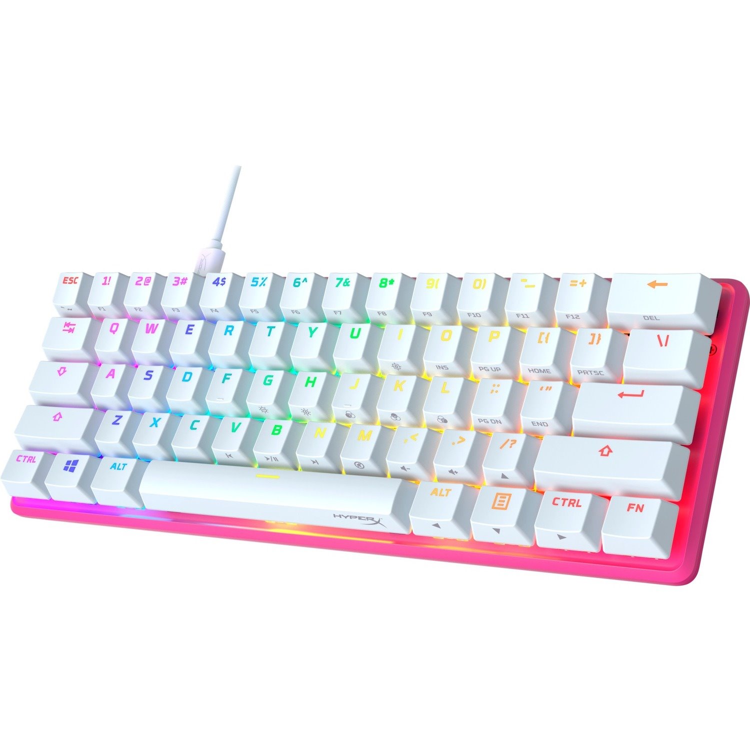 HyperX Alloy Origins 60 Gaming Keyboard - Cable Connectivity - USB Type C Interface - RGB LED - Pink