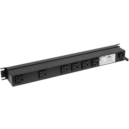 Rack Solutions 15A Horizontal Rackmount Power Strip with Surge Protection and 6 Rear Outlets (6ft Cord)