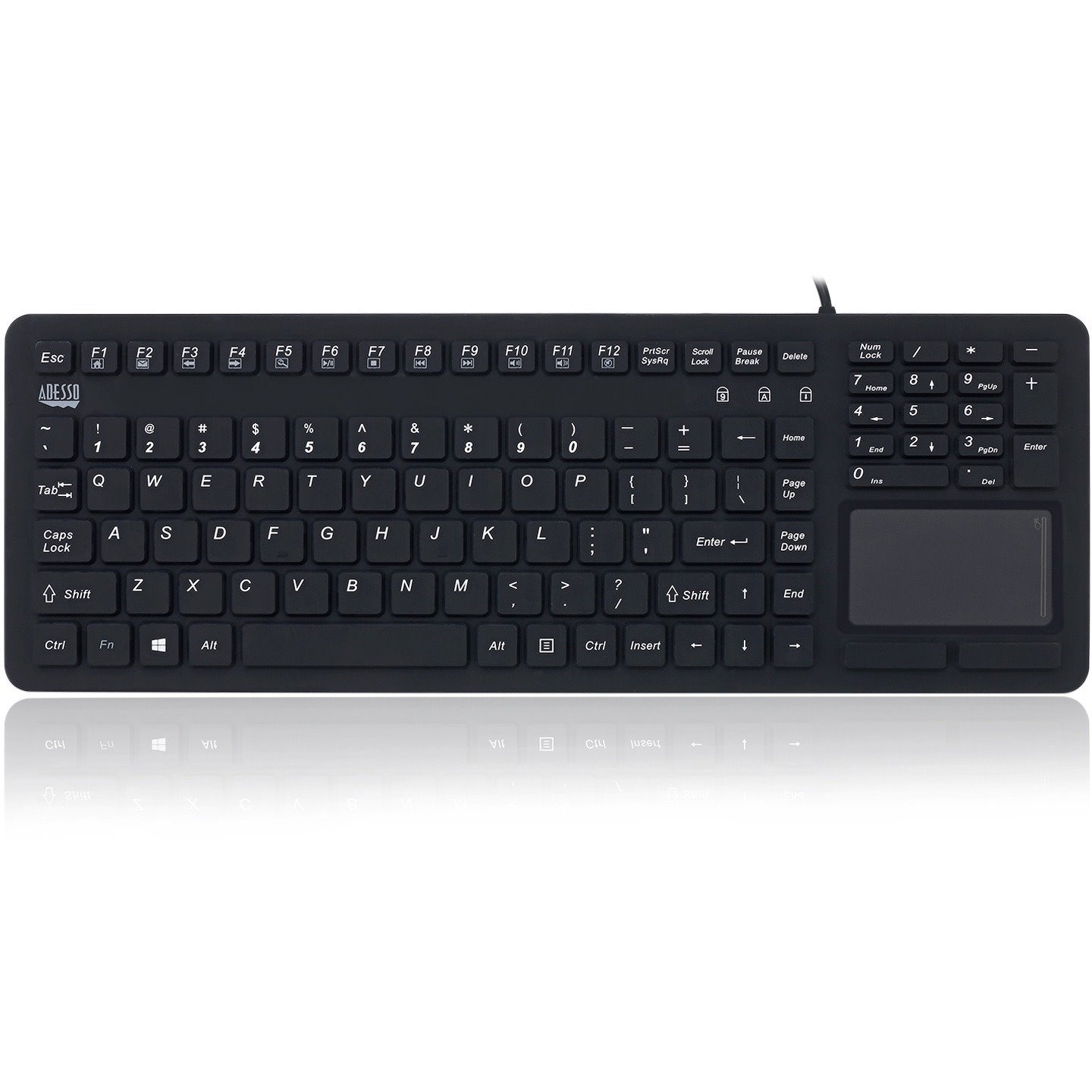 Adesso SlimTouch AKB-270UB Keyboard - Cable Connectivity - USB Interface - TouchPad - English (US) - Black