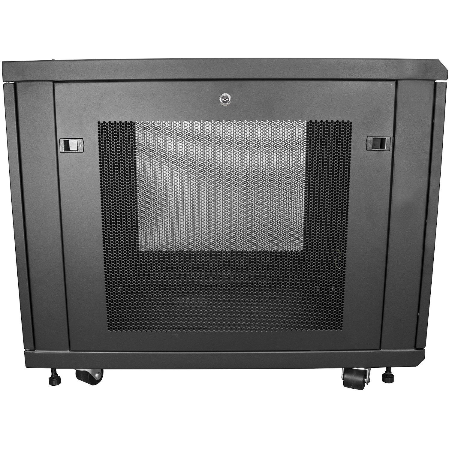 StarTech.com 12U 19" Server Rack Cabinet 4 Post Adjustable Depth 2-30" w/Casters/Cable Management/1U Shelf, Locking Doors and Side Panels