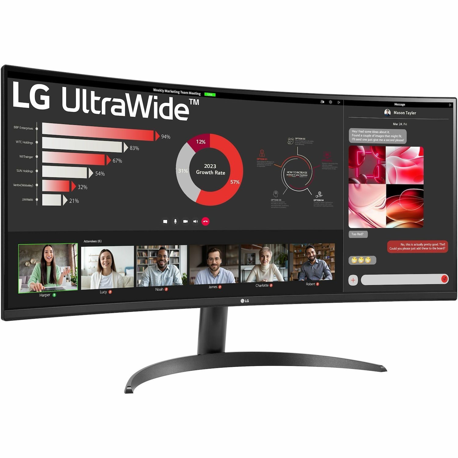 LG Ultrawide 34WR50QK-B 34" Class UWQHD Curved Screen LCD Monitor - 21:9 - Black