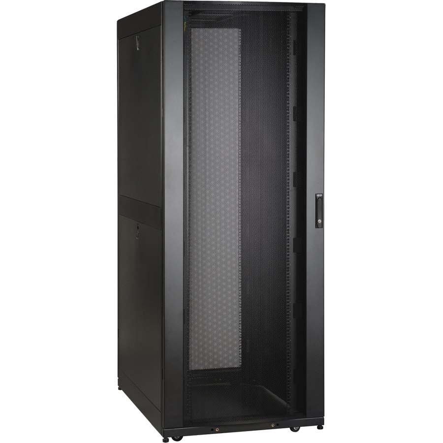 Eaton Tripp Lite Series 42U SmartRack Wide Standard-Depth Rack Enclosure Cabinet with Two Pre-Installed SRCABLEVRT3, with sides & doors