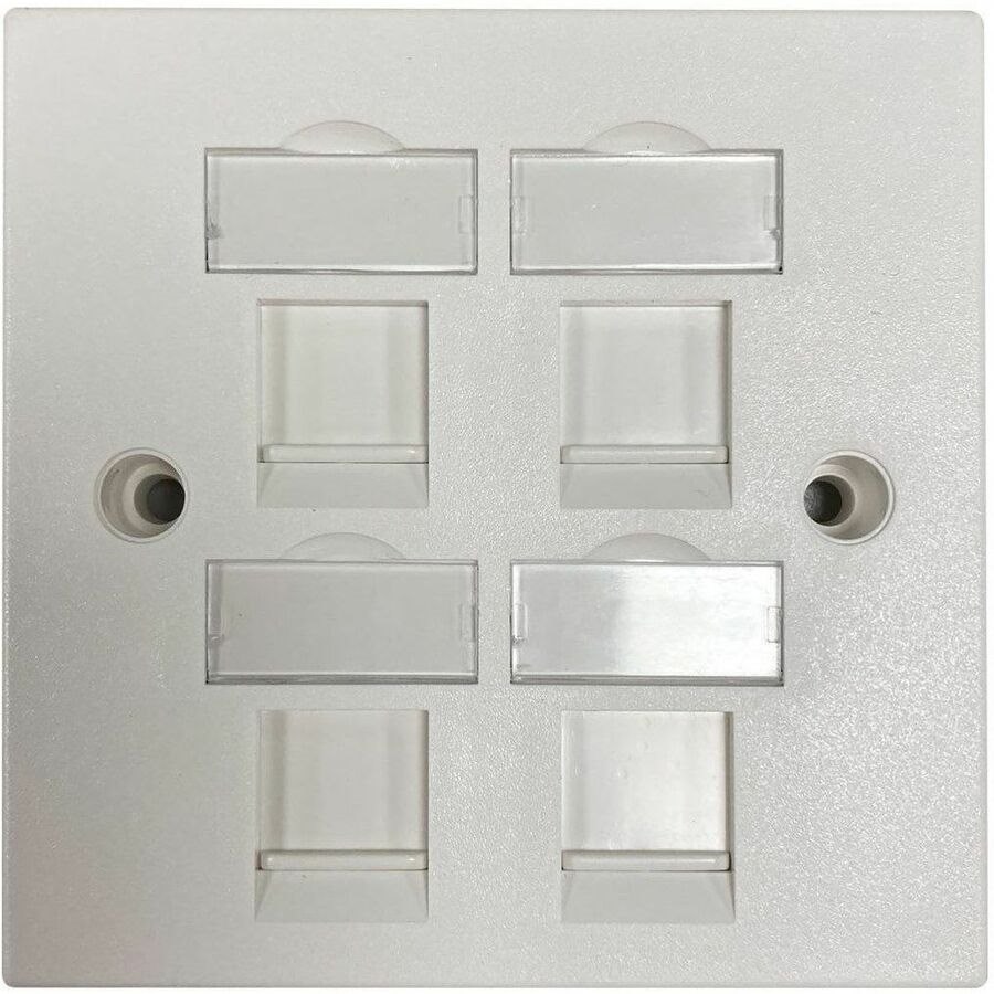 Eaton Tripp Lite Series 4-Port UK-Style Keystone Wall Plate, Unloaded Shuttered Module, White, TAA