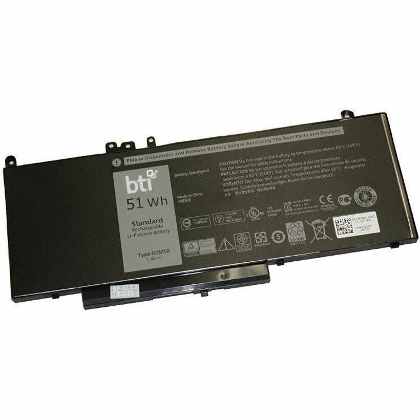 BTI 451-BBLK-BTI 7.4V 51WHR LI-ION BATTERY 0G5M10, 5XFWC, K9GVN, WYJC2, 451-BBLK, 8V5GX, PF59Y, YM3TC, 451-BBLL, F5WW5, R9XM9, 451-BBLN, G5M10, VMKXM LATITUDE E5450, E5550