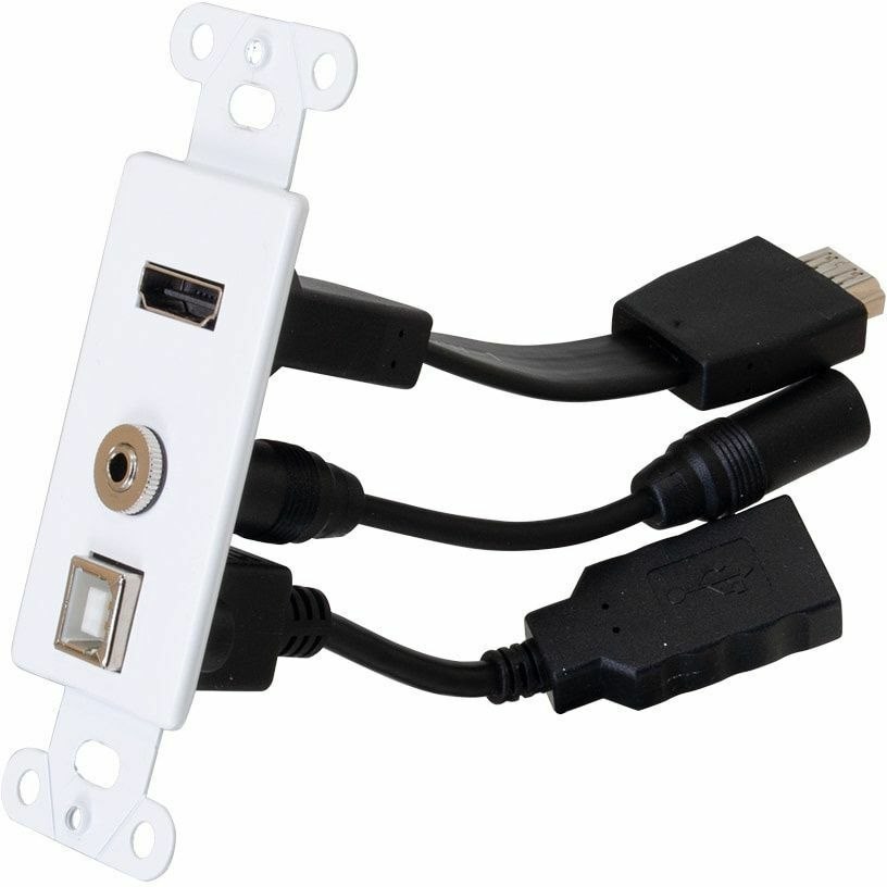 C2G HDMI, USB and 3.5mm Audio Pass Through Decorative Wall Plate - White