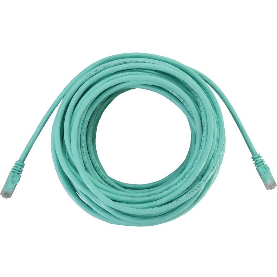 Eaton Tripp Lite Series Cat6a 10G Snagless Molded UTP Ethernet Cable (RJ45 M/M), PoE, Aqua, 100 ft. (30.5 m)